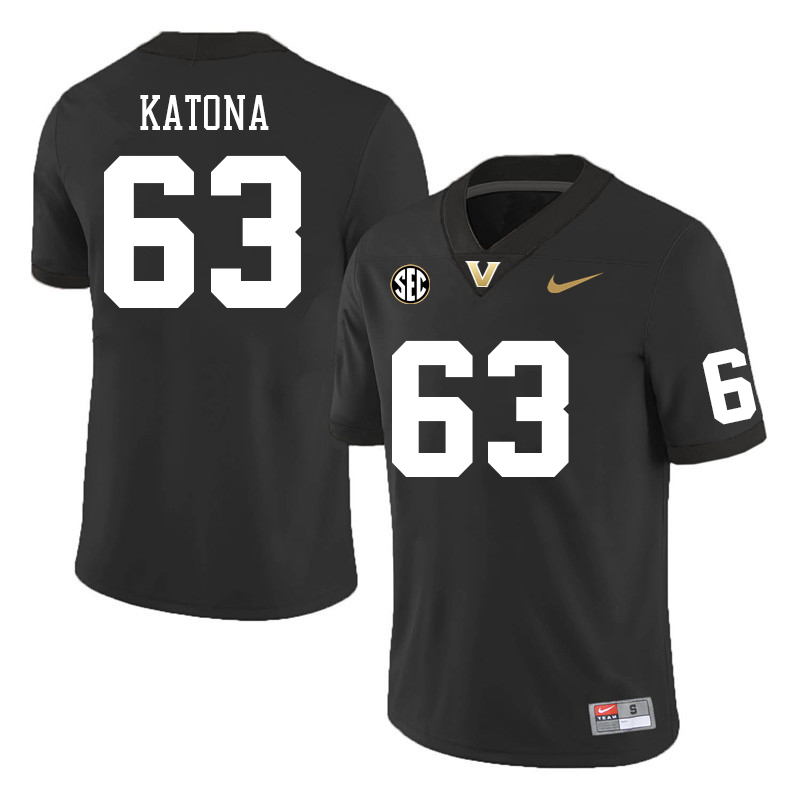 Vanderbilt Commodores #63 Jacob Katona College Football Jerseys Sale Stitched-Black